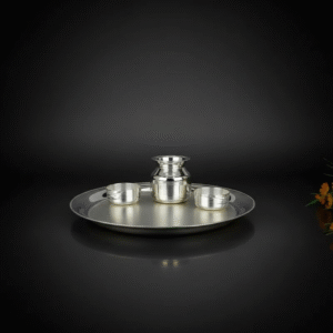 Antique Ghungroo Silver Pooja Thali Set of 4