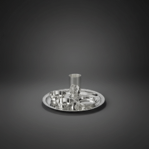 Beaded Rim Silver Plate Set