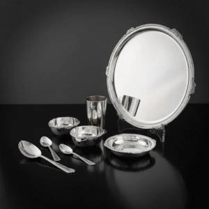 Braided Border Silver Dinner Set