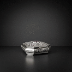 Acanthus Carved Octagonal Pure Silver Box