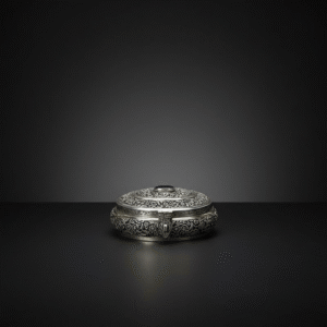 Antique Green Stone Nakshi Silver Box