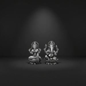 Lakshmi Ganesha on Lotus Silver Murti Set